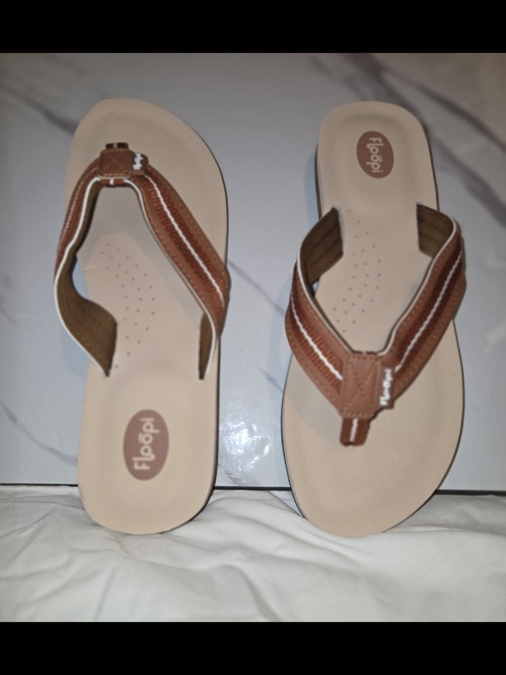 Floppi Women's Brown Thong Sandals with Cushioned Footbed